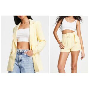 Miss Selfridge Petite Yellow Linen Blend Blazer & Shorts SET